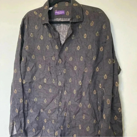 Ralph Lauren Purple Label 100% linen  button down shirt - Picture 3 of 8